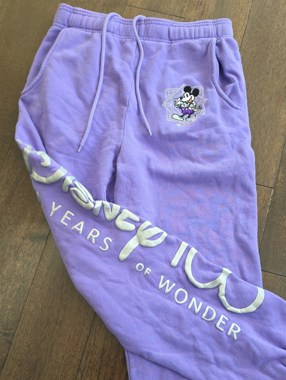 Disney 100th Anniversary Purple Joggers Sweatpants Mickey Mouse Embroidery XS - Picture 6 of 12
